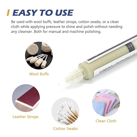 SCOTTCHEN Diamond Polishing Paste,1,500 Grit 6-12 Microns Lapping Compound with 50% Concentration of Diamond Powders for Jewelry, Metal, Ring, Glass, Coin,etc.-5 Gram