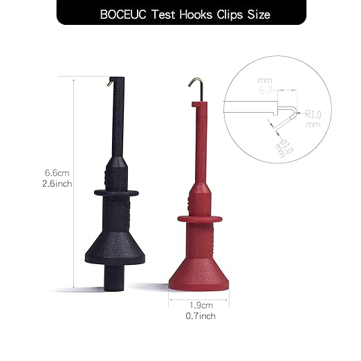 Test Hooks Clips, Multimeter Test Lead Kit Mini Test Hook Clip for 2mm Plug Test Probe Electronic Testing IC Grabber