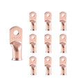 10pcs 1/0 AWG-1/4”(M6) Ring Terminals 0 Gauge Copper Wire Lugs Battery Cable Ends Heavy Duty Battery Cable Terminal Connectors