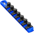 Ernst Manufacturing 8-Inch Magnetic Socket Organizer with 7 1/2-Inch Twist Lock Clips, Blue (8409M-Blue-1/2)