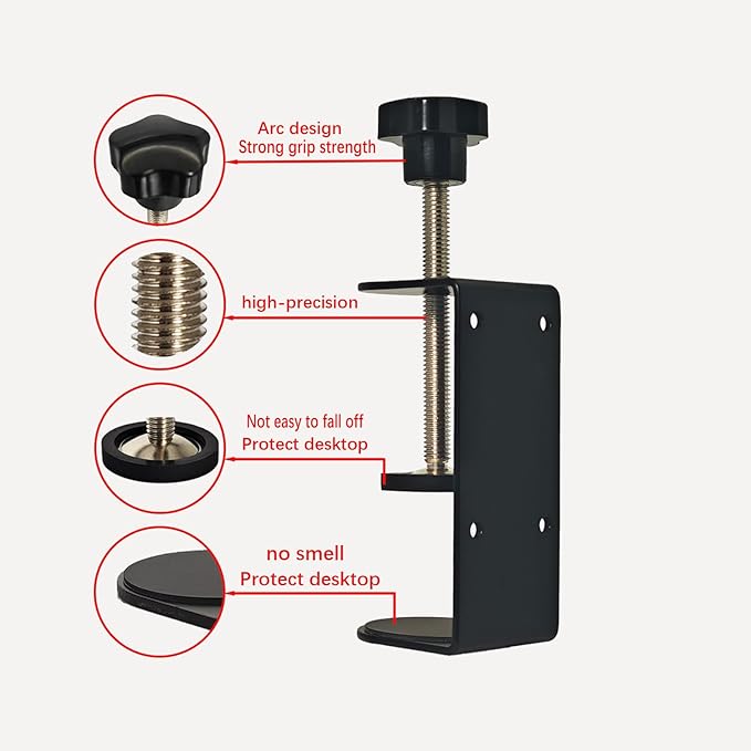 3 inch C-Clamp with Four Small Holes in the back, 6-Pack Adjustable Desk C Clamps for Range 0.35"~3.37", Versatile Clamp for Brake, Parts Assembly, Fastening, Welding, Woodwork, Metal Work
