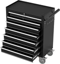 7-Drawer Rolling Tool Chest,Metal Rolling Tool Chest with Wheels and Locking Tool Box,Portable Metal Tool Box for Warehouse,Garage, Repair Shop, Workshop (Black, 7-Drawer)