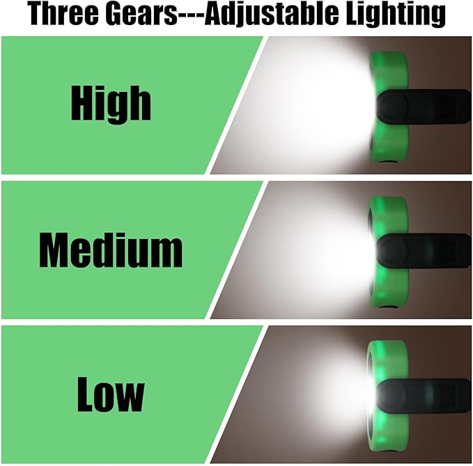 Retisee 3 Pcs 720 Lumens Magnetic Work Light USB Rechargeable LED Flashlight Portable Inspection Light for Car Repair Emergency Lighting Mechanics Workshop (Green)