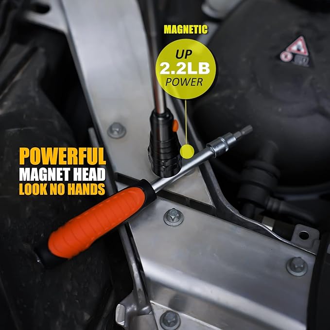 Magnetic Pickup Tool Gifts for Men, Telescoping Magnet Flashlight, Gifts Idea & Gifts for Him, Mechanic, Tech, Handyman, Boyfriend, Birthday Gifts for Dad, Husband, Father, Black