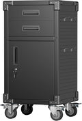 Garage Storage Cabinet, Metal Storage Cabinet with 1 Locking Door and 2 Drawers, Heavy Duty Rolling Workbench Table with Wheels and Pegboards for Garage, Office and Tool Room