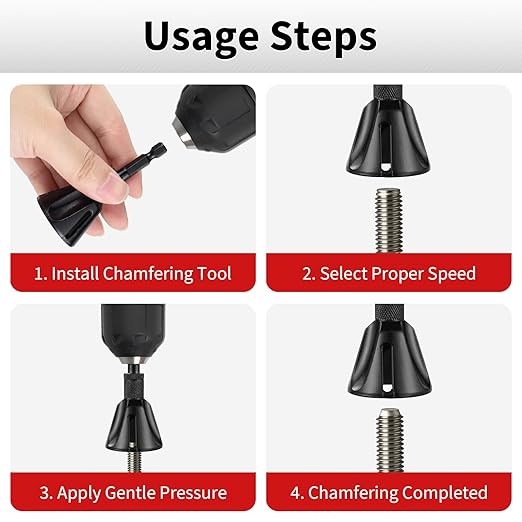 2Pcs PVC Bolt Chamfer Tool Bit, Deburring Tool for Metal, Reamer Thread Burr Tool, Bolt Thread Repair Tool— Fit 3/16'' to 1'' (5mm-25mm)