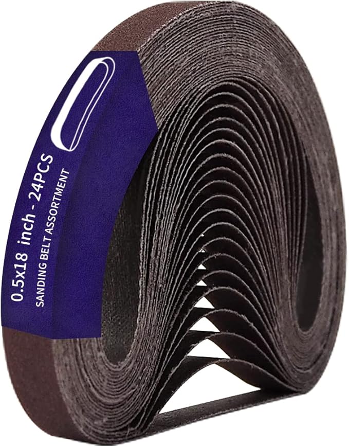 24 Pcs 1/2 x 18 Inch Assorted Aluminum Oxide Sanding Belt,80/120/150 Grit