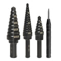 Lichamp Step Drill Bit Set for Metal Sheet Heavy Duty, 4-Piece Genuine M2 HSS Step Up Down Drill Bits Stepper Unibit for Steel Hole, 28 Sizes from 1/8 to 1/2 inches