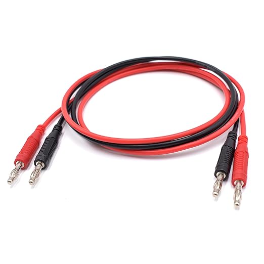 2Pcs 4mm Banana to Banana Plug Male to Male 14AWG Heavy Duty Silicone Test Leads Soft Test Cable Wire for Multimeter Electrical Testing 20A 3Ft