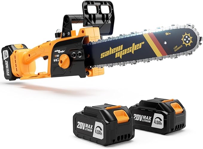12" Electric Chainsaw Cordless, 20V Battery Powered Cordless Chain Saw, Chainsaw with 4.0Ah Lithium ion Battery and Charger