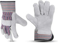 Glove Station Cowhide Split Leather Palm Work Gloves with Rubberized Safety Cuff
