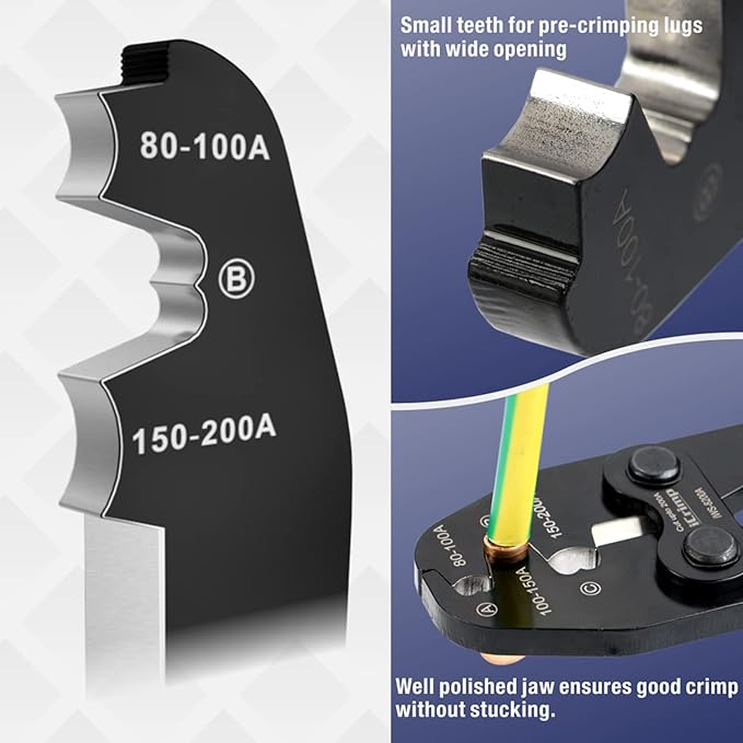 iCrimp IWS-8200A Battery Lugs and Open Barrel Connectors Crimping Tools works with Wire AWG 9-2
