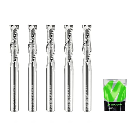 Spiral Upcut Router Bit 1/4 Inch Shank 1/4 Inch Cutting Dia. 1'' CL. Extra Long 2-1/2'' OVL. Carbide Upcut CNC Bits, Ideal for Wood Engraving and Plunging Applications (5PCS)
