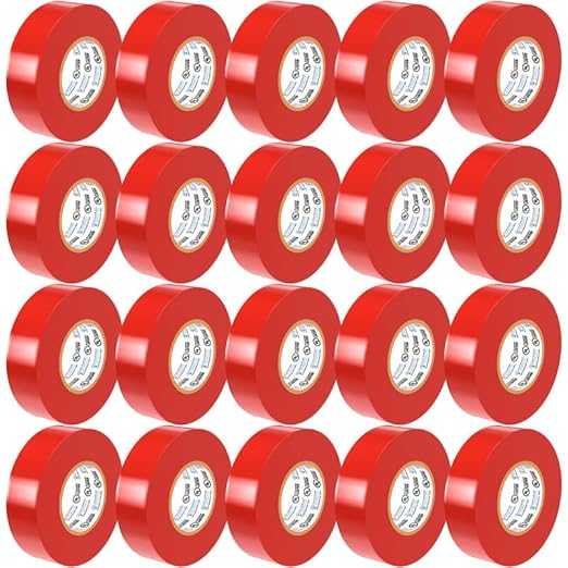 OHLECTRIC Professional Grade Vinyl Electrical Tape (20 Pack) Red - 7 Mil Thick Flame-Retardant, Heat & Weather Resistant 3/4 Inch x 60 Feet | Ideal for Contractors & Electricians