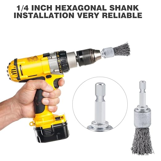 10PCS Wire Brush for Drill, High Carbon Steel Wire Drill Brush Wire Brush, Metal Wire Brush for Drill with 1/4" Hex Shank, Skilled in Handling Metal & Nonmetal Surfaces