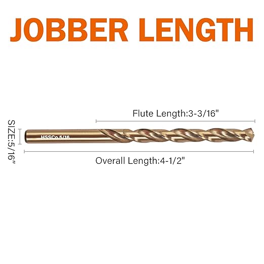 KENDO 5/16 Inch Cobalt Drill Bits (13pcs), M35 High Speed Steel, 135 Degree Tip, Jobber Length Twist Drill Bit Set for Hard Metal, Stainless Steel, Cast Iron, Wood and Plastic, with Storage Case