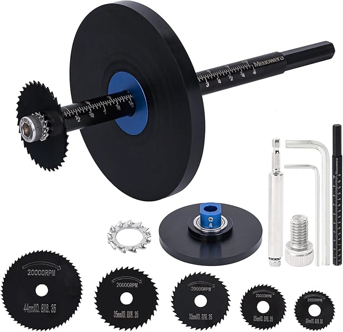 MeaoweraPVC Pipe Internal Cutter Set – 360° Rotating Pipe Cutting Tool with Adjustable Depth Gauge, 5 Blades, 2 Mandrels & 2 Hexagonal Handles, Portable Internal Cutter for PVC/ABS Pipes