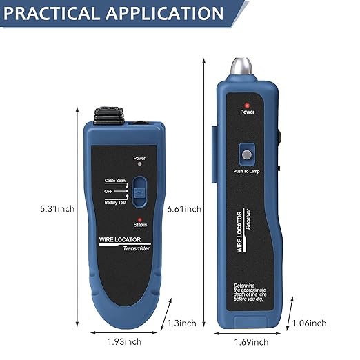 NOYAFA NF-816L Rechargeable Underground Cable Locator, Electrical Wire Tracer, Underground Wire Locator for Pet Fence Buried Sprinkler Valve, Locating Irrigation Tone Generator Kit Probe