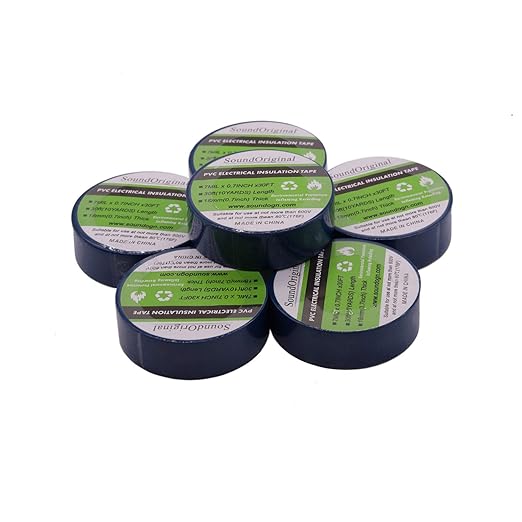 Electrical Tape Blue 6 Pack 3/4-Inch by 30 Feet, Voltage Level 600V Dustproof, Adhesive for General Home Vehicle Auto Car Power Circuit Wiring Blue
