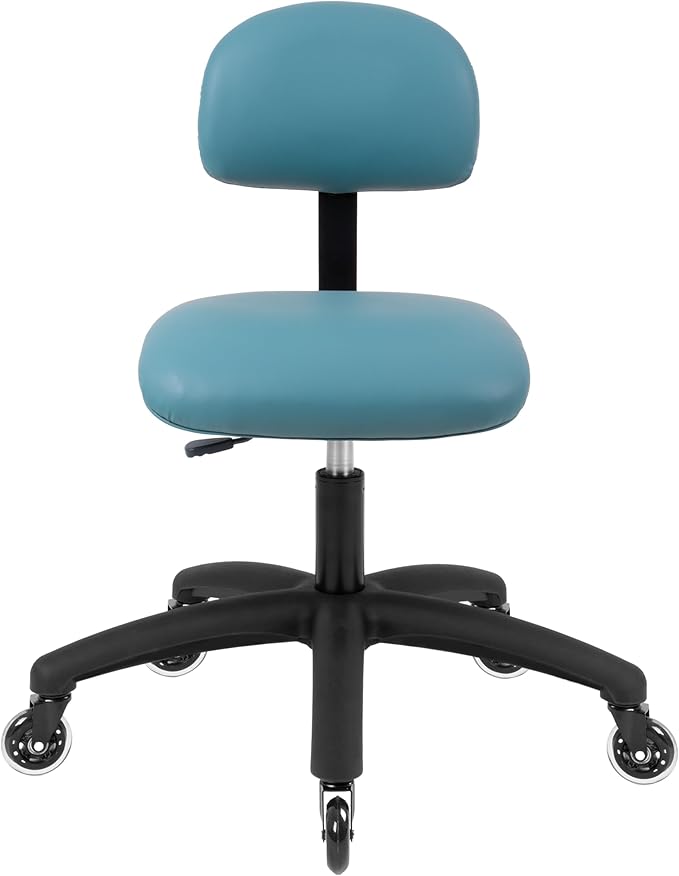 Chair Master FSS Series Square seat Low (18"-23") seat Height Chair. Vinyl-for Office, Garage, Desk, Shop, Computer, Doctor, Medical, Easy to Clean! No Footring (Aqua, Low, Rubber Roller Casters)