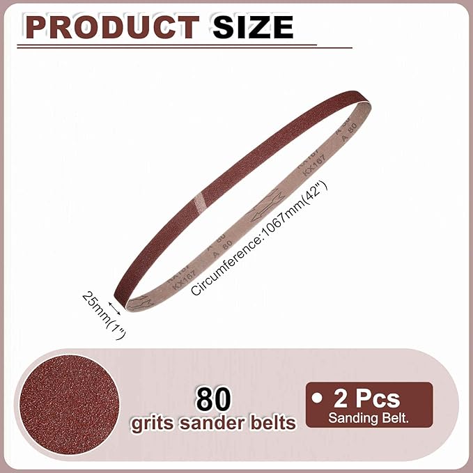 HARFINGTON 1 x 42 Inch Sanding Belts, 12 Pcs 80 Grits Aluminum Oxide Abrasive Belt Sander File Belt for Woodworking, Metal Polishing, Knife Sharpener