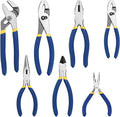 7-Piece Pliers Set - Groove Joint, Slip Joint, Diagonal, Linesman, Long Nose & Mini Long Nose Pliers for DIY & Home Use
