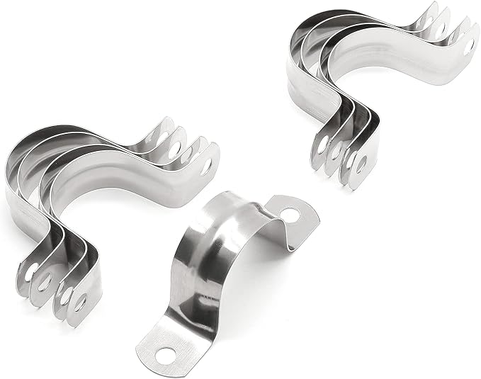 16Pcs 1-9/16 Inch Stainless Steel Conduit Clamps, Two Hole Strap U Bracket Rigid Pipe Strap Metal U Clamp Conduit Strap Tension Clips U-tube Clamp Heavy Duty