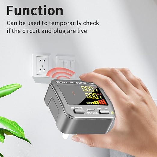 Socket Tester, Plug Tester for Electrical outlets,ZT-E4, Leakage Detector with GFCI Test, Electrical Circuit Tester for Quick and Safe Wiring Diagnosis