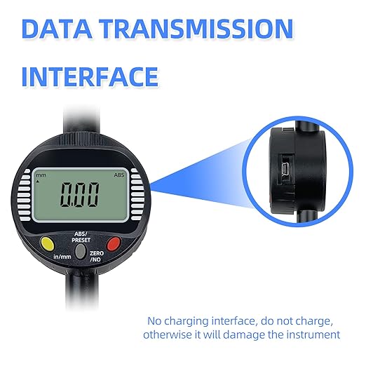 Precision Digital Dial Gauge,Dlectrical Digital Indicator Graduation of 0.01mm Metric and Imperial Measure Tool Electronic Dial Gauge with A Range of 50.8mm/2 in,for CNC Machine,Carpentry Measurement