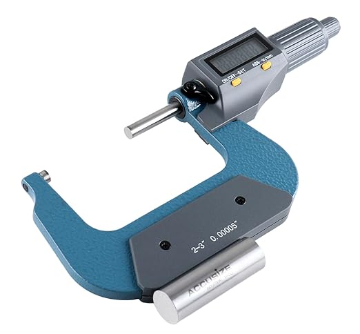 Accusize Industrial Tools 2-3''/50-75mm by 0.00005'' 2 Keys Electronic Digital Outside Micrometer, Md71-0003