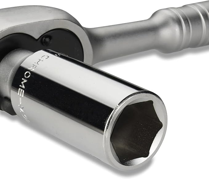Neiko 03029A 1/2" Scaffold Ratchet Wrench | 9.5” Length | 36 Tooth Hammer Tip Head | Includes 7/8” 6 Point Deep Socket | Cr-V Steel …