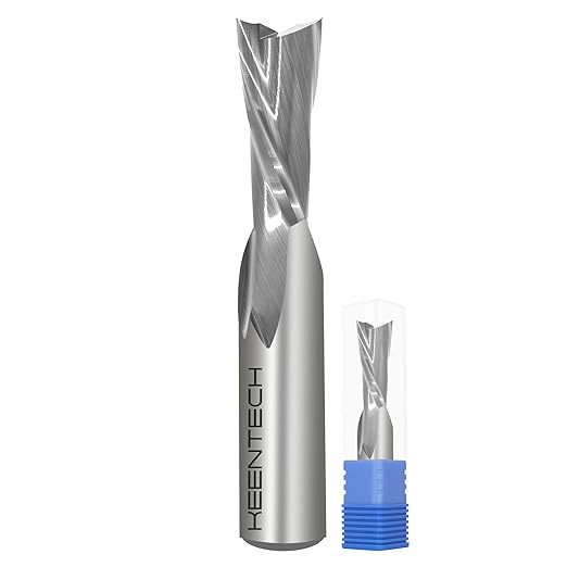 KEENTECH 1/2" Shank Downcut 2 Flute Flat Tip Sprial Router Bit for CNC Router Machine, 1/2" Cutting Diameter, 1-1/8" Cutting Depth, for Wood Cutting, Custom Furniture, Slot Mortise, Engraving