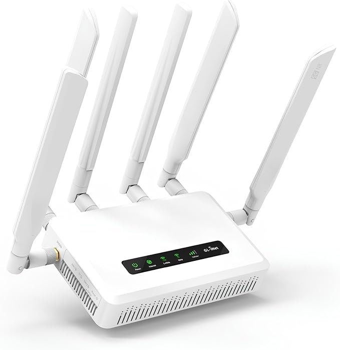 GL.iNet GL-X3000 (Spitz AX) Cellular Gateway 5G Router for House & RV, Wi-Fi 6, Detachable Antennas, Dual-SIM, T-Mobile & AT&T IoT Device Certified, Family/Rural Area/Road Trips (Free 10GB SIM Card)