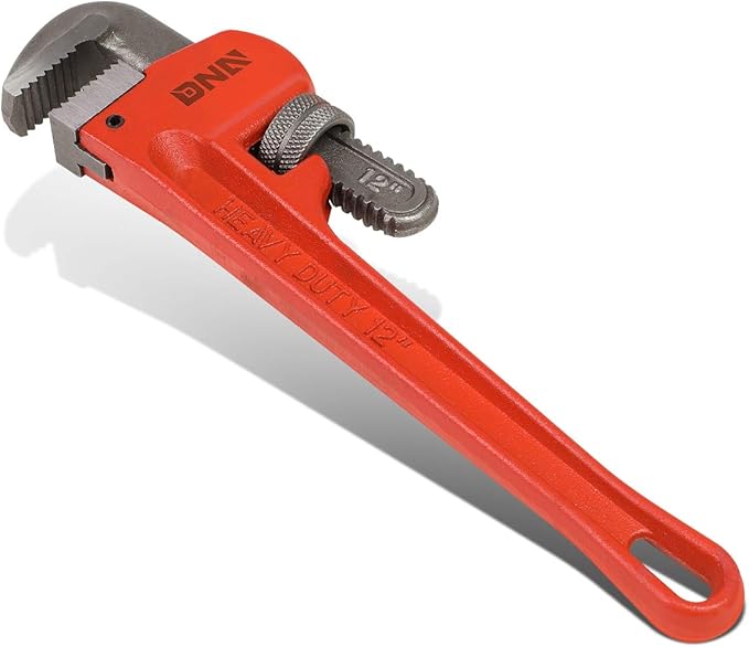 DNA MOTORING TOOLS-00077 Pipe Wrench - 1-3/4 in. Jaw Opening Steel Wrench w/Non-Slip Handle, Durable Enamel Finish