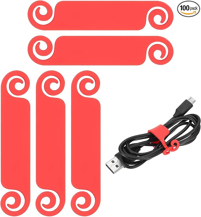 PATIKIL Cable Tags Flexible Cable Management Labels Cord Identification Tags, Wire Cord Markers for USB Computer Phone Charger Power - 100Pcs (Red)