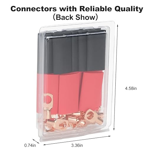 Thick Copper Electric Wire Lugs,20Pcs Bare Copper Gauge 8Awg-5/16(M8) Ring Heavy Duty Battery Cable Lugs Ends Ring Terminals Connectors with 20Pcs 3:1 Heat Shrink Tubing Assortment Kit