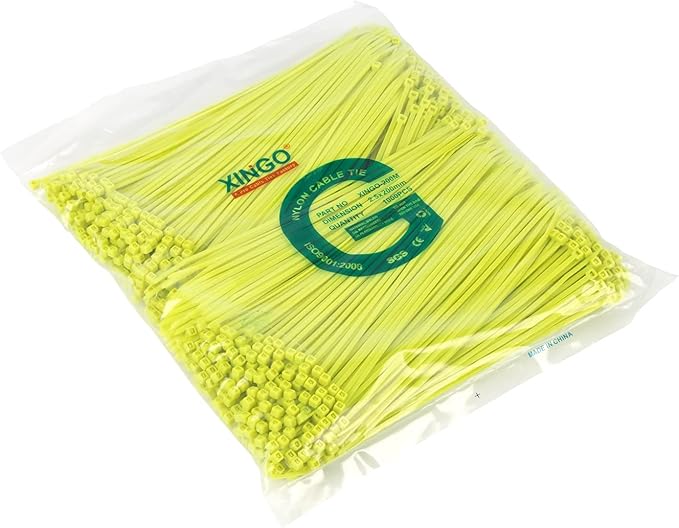 XINGO 1000 PCS 8 inch Cable Zip Ties, 18lb Strength, Small Tie Wraps Self-Locking Nylon Zip Ties for Indoor and Outdoor Use (Apple Green)