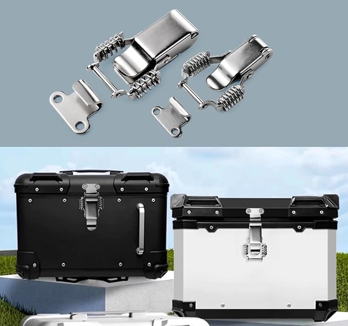 2 Pack Medium Spring-Loaded Toggle Latch and Hook, Spring Draw Locking Catch Clamp Lacth with Screws for Toolbox Cabinet Boxes,3-3/4 inch x 1-1/2 inch