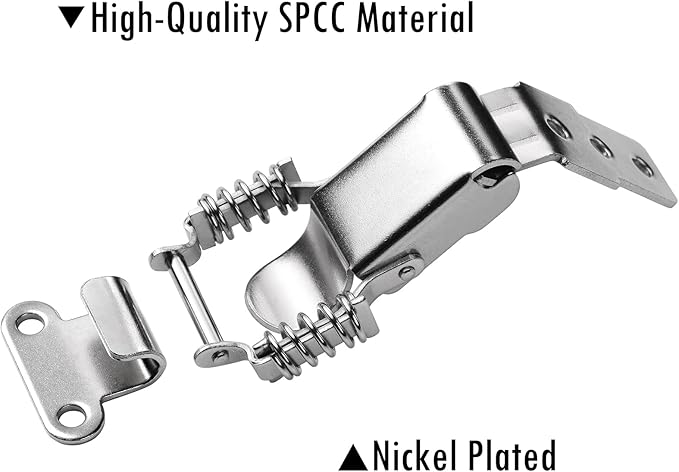 2 Pack Medium Spring-Loaded Toggle Latch and Hook, Spring Draw Locking Catch Clamp Lacth with Screws for Toolbox Cabinet Boxes,3-3/4 inch x 1-1/2 inch