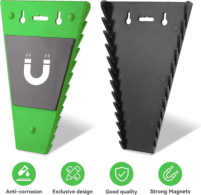 4Pack Magnetic Wrench Organizer wrench rack Tool Trays, Premium Quality Wrench Holder SAE(1/4" - 1/16") and Metric(6mm-24mm)