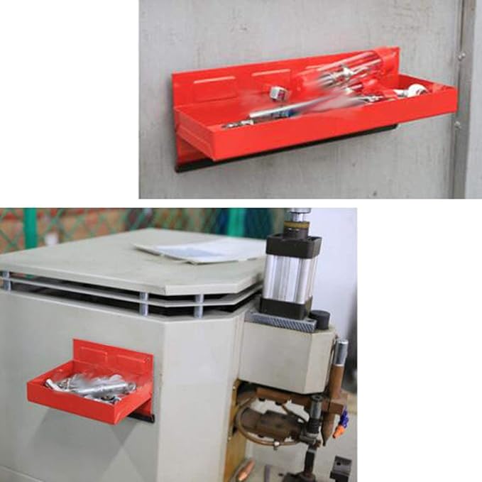 Magnetic Shelf 4-Pcs Set - Red Tool Trays - Metal Tool Box With Strong Magnets - Storage for Toolbox - Tool Box Accessories for Van Workshop