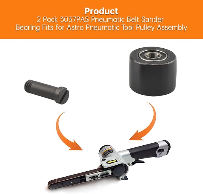 2 Pack 3037PAS Pneumatic Belt Sander Bearing Fits for Astro Pneumatic Tool Pulley Assembly- Steel