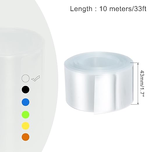 MECCANIXITY Battery Wrap PVC Heat Shrink Tubing 26mm Dia 43mm Flat 33 Feet(10meters) Clear Good Insulation for Battery Pack