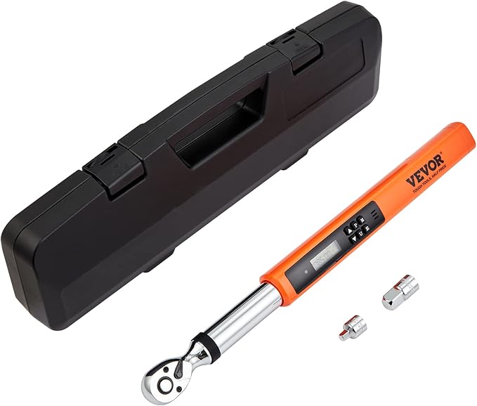 VEVOR Digital Torque Wrench, 3.7-37ft.lb/5-50n.m 3/8" Drive Electronic Torque Wrench Set, 3-Mode Adjustable Torque Wrench Set with LED Buzzer Calibration