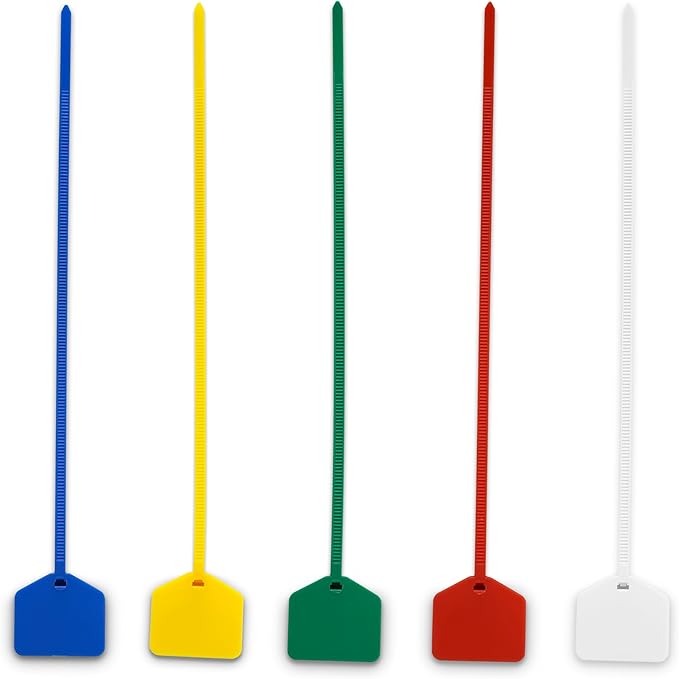 8 in Marker Nylon Cable Ties, Plastic Water Proof Tags, Self-Locking Written-on Cable Marker, Security Seals Label for Cabling, Wire Marking Label, Shipping Hanging Tags - Red/ 100pcs