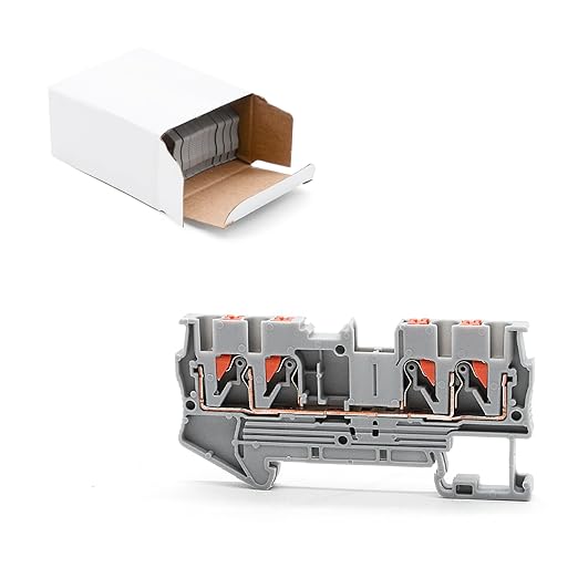 12Pcs PT2.5 Quattro Terminal Blocks, 4 Conductors DIN Rail Mounted Terminal Block, Wire Spring Connection Push in Conductors Wire Connector, CE