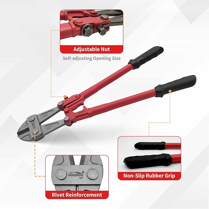 Bolt Cutter 18 inch, Bolt Cutter with Comfort Handle Grip, Heavy Duty Bolt Cutter for Fences, Steel Wire, Chains, Screws, Locks, and Rivet