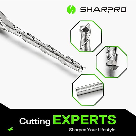 Extra Long Spiral Upcut Router Bit 1/4 Inch Shank 1/8 Inch Cutting Dia. 1-1/4 Inch CL. 3 Inch OVL. Carbide Upcut CNC Router Bit for Wood Cutting, Engraving and Plunging Applications (3PCS)