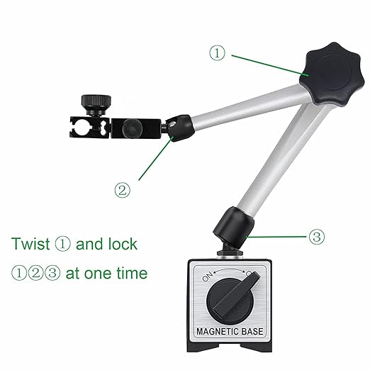 HDLNKAK Magnetic Base Stand 176 lbs / 80 kg Max Pull for Dial Indicator (Silver)