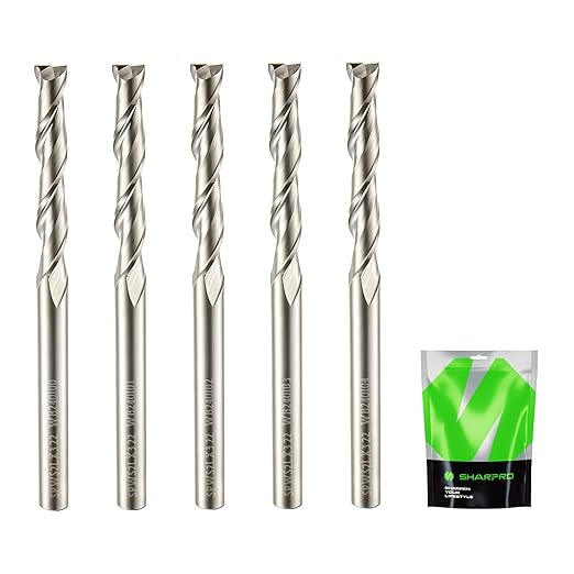 Upcut Spiral Router Bit Set 1/8 Inch Shank 1/8 Inch Cutting Dia. Solid Carbide CNC End Mill, Ideal for Wood Carving, Slot Mortise, Engraving, Grinding (5PCS)